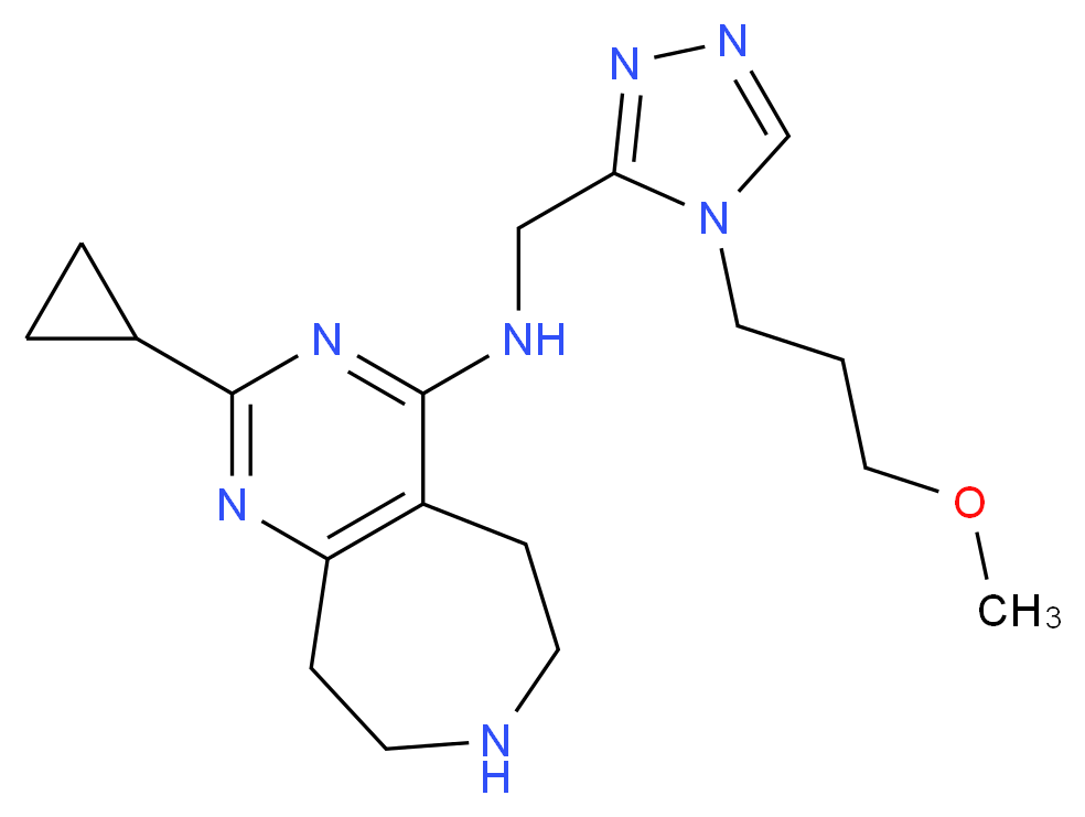2-cyclopropyl-N-{[4-(3-methoxypropyl)-4H-1,2,4-triazol-3-yl]methyl}-6,7,8,9-tetrahydro-5H-pyrimido[4,5-d]azepin-4-amine_分子结构_CAS_)