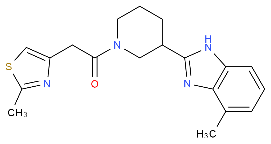 4-methyl-2-{1-[(2-methyl-1,3-thiazol-4-yl)acetyl]-3-piperidinyl}-1H-benzimidazole_分子结构_CAS_)