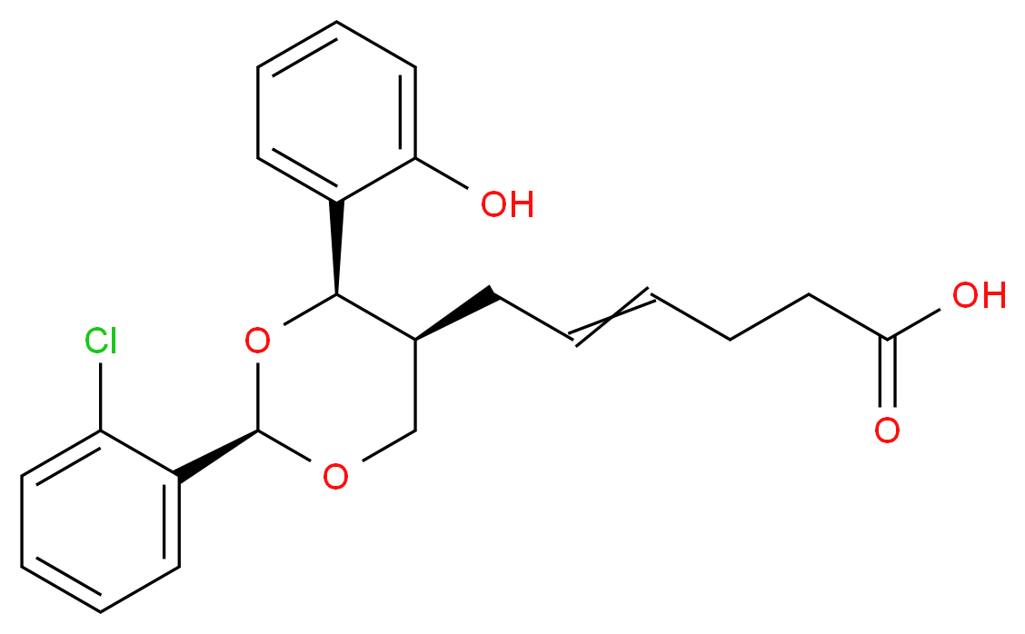 6-[(2R,4R,5S)-2-(2-chlorophenyl)-4-(2-hydroxyphenyl)-1,3-dioxan-5-yl]hex-4-enoic acid_分子结构_CAS_117621-64-4