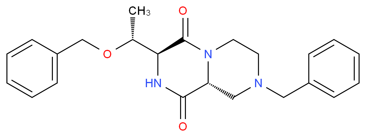 (3S,9aR)-8-benzyl-3-[(1R)-1-(benzyloxy)ethyl]tetrahydro-2H-pyrazino[1,2-a]pyrazine-1,4(3H,6H)-dione_分子结构_CAS_)