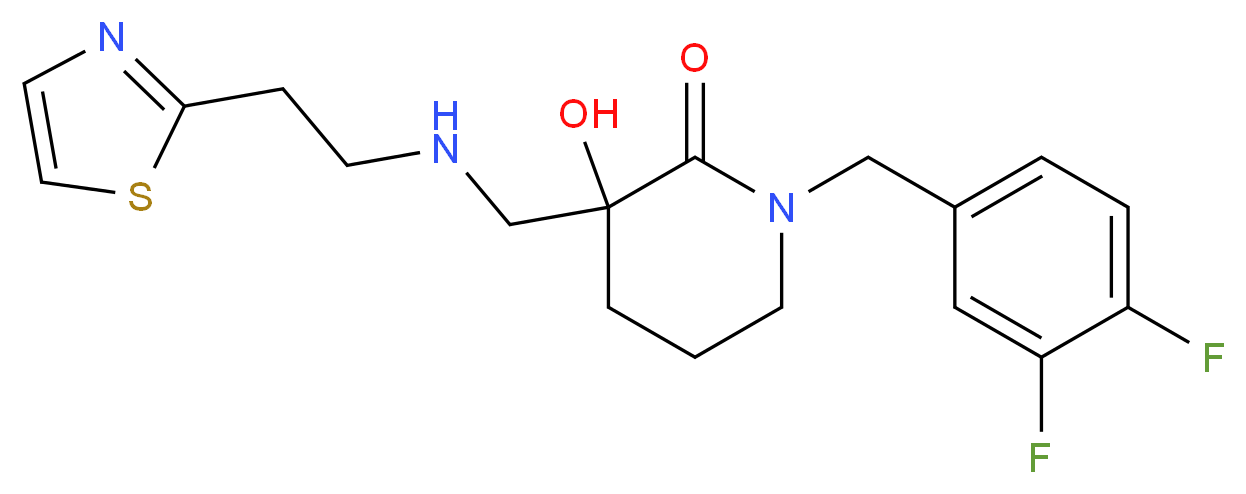 1-(3,4-difluorobenzyl)-3-hydroxy-3-({[2-(1,3-thiazol-2-yl)ethyl]amino}methyl)piperidin-2-one_分子结构_CAS_)