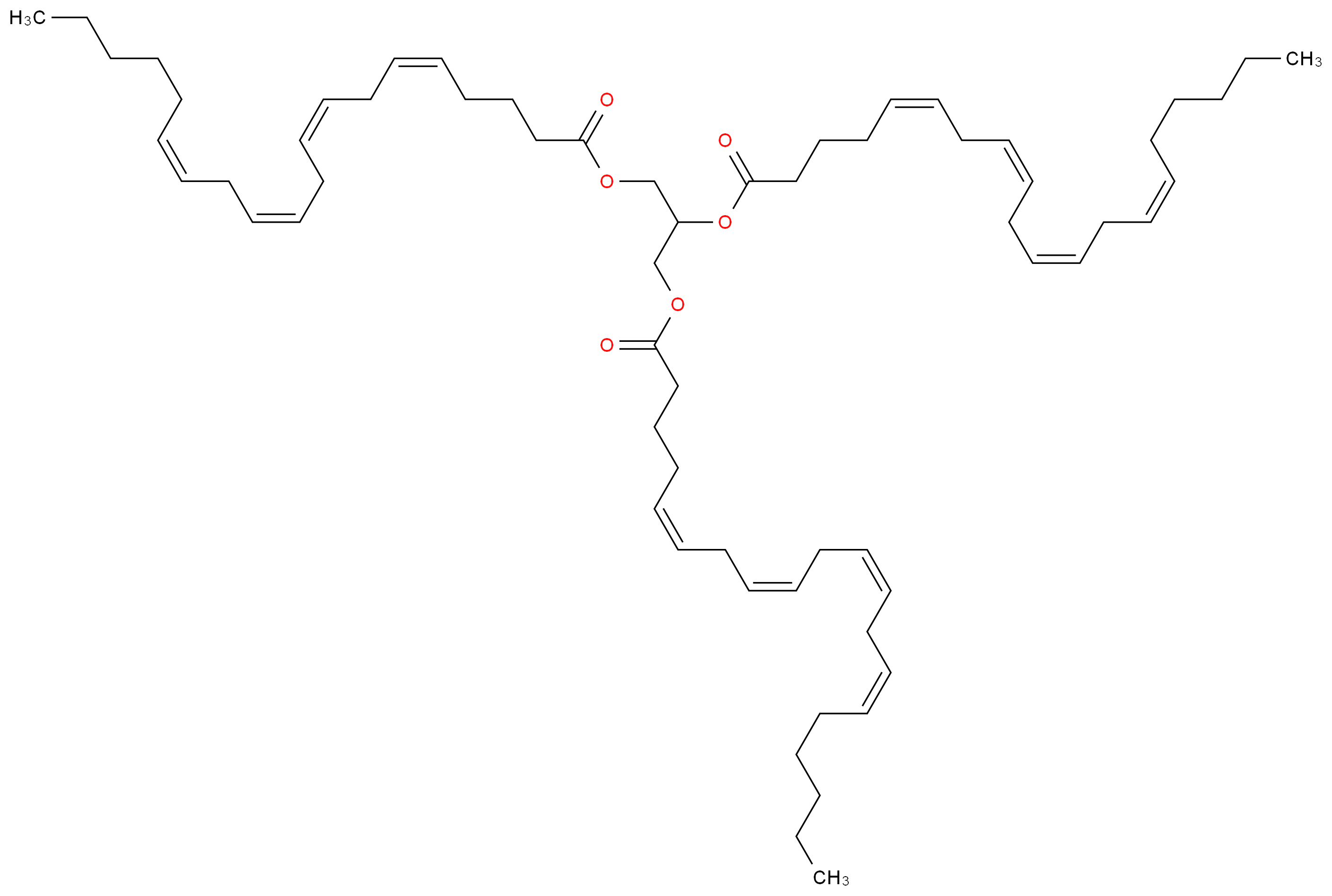 1,3-bis[(5Z,8Z,11Z,14Z)-icosa-5,8,11,14-tetraenoyloxy]propan-2-yl (5Z,8Z,11Z,14Z)-icosa-5,8,11,14-tetraenoate_分子结构_CAS_23314-57-0