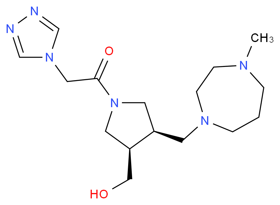 [(3R*,4R*)-4-[(4-methyl-1,4-diazepan-1-yl)methyl]-1-(4H-1,2,4-triazol-4-ylacetyl)-3-pyrrolidinyl]methanol_分子结构_CAS_)