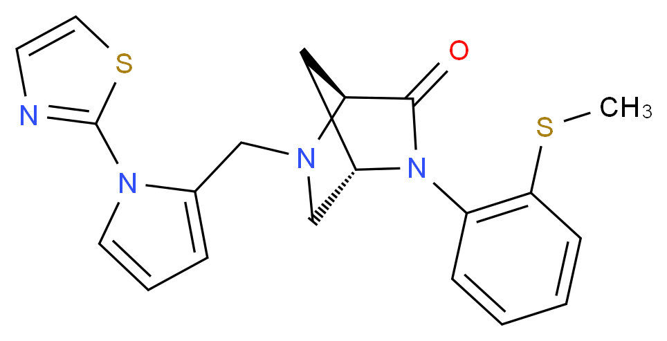(1S*,4S*)-2-[2-(methylthio)phenyl]-5-{[1-(1,3-thiazol-2-yl)-1H-pyrrol-2-yl]methyl}-2,5-diazabicyclo[2.2.1]heptan-3-one_分子结构_CAS_)