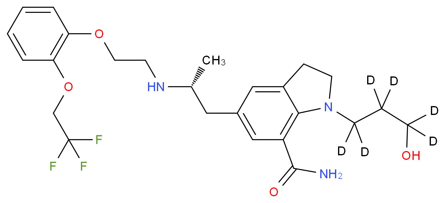 1-[3-hydroxy(<sup>2</sup>H<sub>6</sub>)propyl]-5-[(2R)-2-({2-[2-(2,2,2-trifluoroethoxy)phenoxy]ethyl}amino)propyl]-2,3-dihydro-1H-indole-7-carboxamide_分子结构_CAS_1051374-52-7