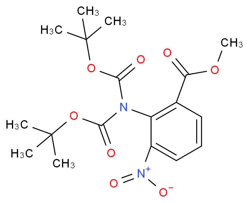 methyl 2-{bis[(tert-butoxy)carbonyl]amino}-3-nitrobenzoate_分子结构_CAS_342794-46-1