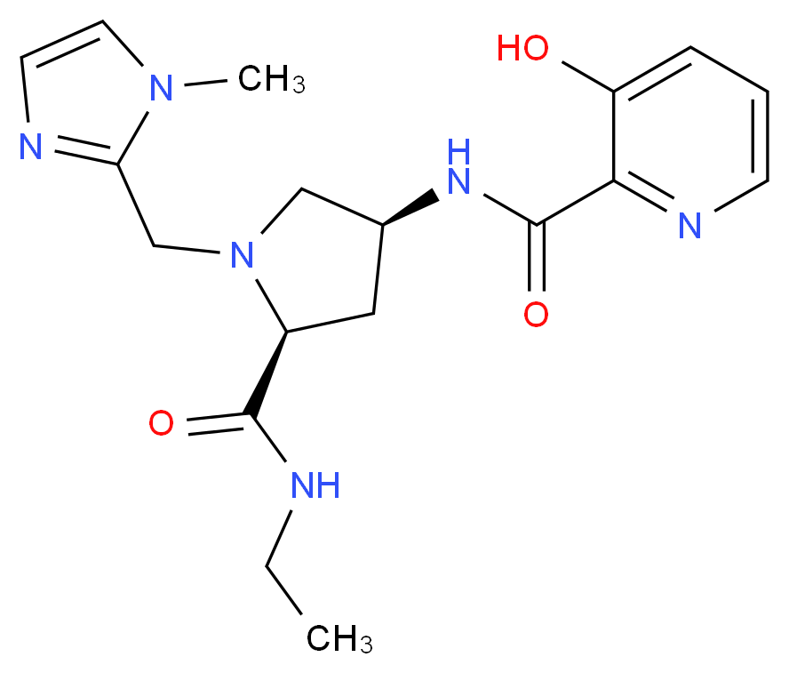 N-{(3S,5S)-5-[(ethylamino)carbonyl]-1-[(1-methyl-1H-imidazol-2-yl)methyl]pyrrolidin-3-yl}-3-hydroxypyridine-2-carboxamide (non-preferred name)_分子结构_CAS_)