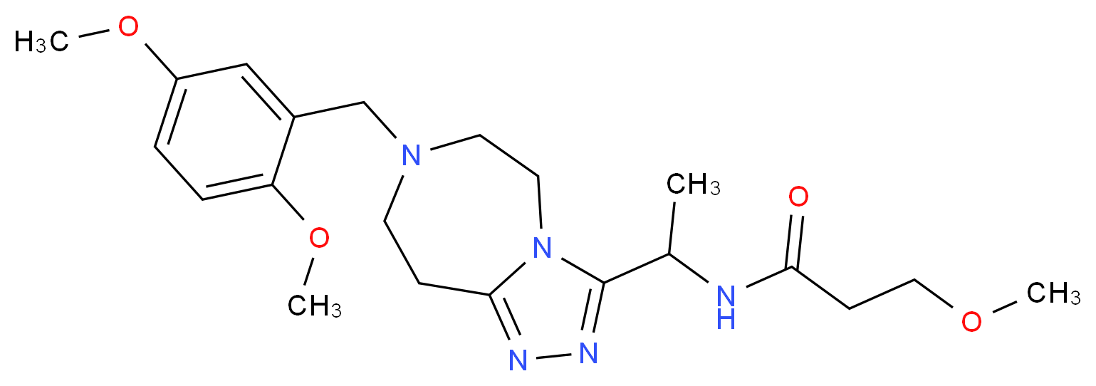 N-{1-[7-(2,5-dimethoxybenzyl)-6,7,8,9-tetrahydro-5H-[1,2,4]triazolo[4,3-d][1,4]diazepin-3-yl]ethyl}-3-methoxypropanamide_分子结构_CAS_)