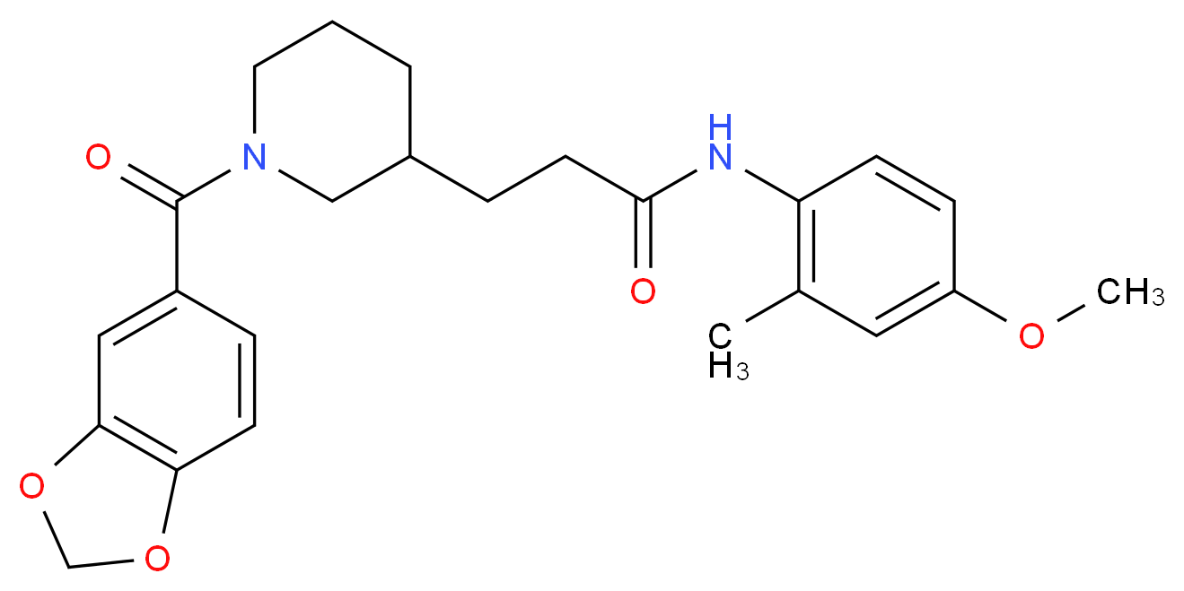 3-[1-(1,3-benzodioxol-5-ylcarbonyl)-3-piperidinyl]-N-(4-methoxy-2-methylphenyl)propanamide_分子结构_CAS_)