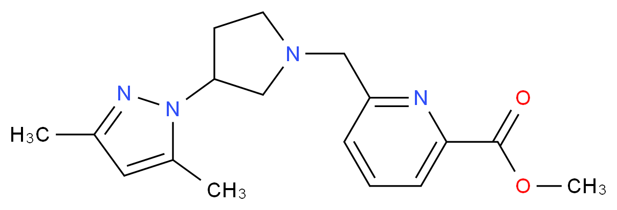 methyl 6-{[3-(3,5-dimethyl-1H-pyrazol-1-yl)pyrrolidin-1-yl]methyl}pyridine-2-carboxylate_分子结构_CAS_)