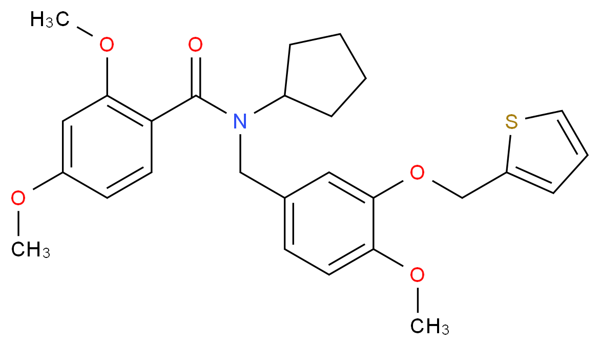 N-cyclopentyl-2,4-dimethoxy-N-[4-methoxy-3-(2-thienylmethoxy)benzyl]benzamide_分子结构_CAS_)