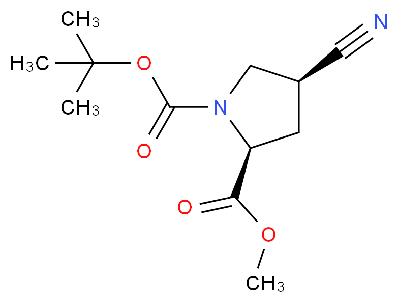 顺式-N-Boc-4-氰基-L-脯氨酸甲酯_分子结构_CAS_487048-28-2)