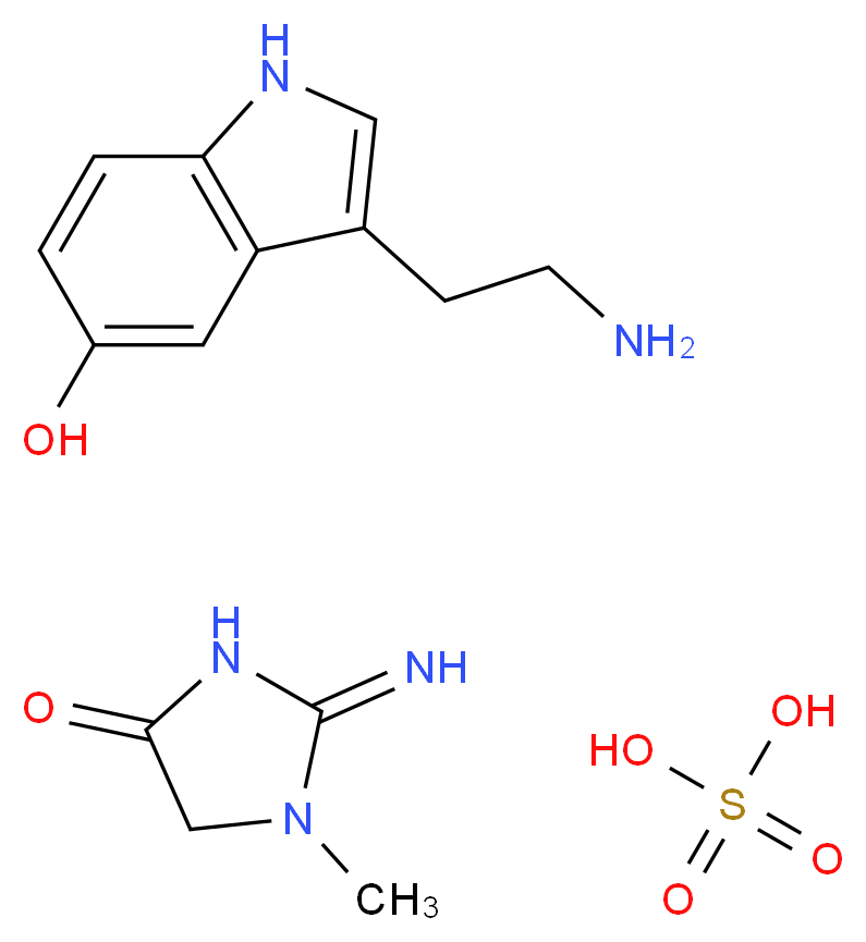 2-imino-1-methylimidazolidin-4-one; 3-(2-aminoethyl)-1H-indol-5-ol; sulfuric acid_分子结构_CAS_971-74-4