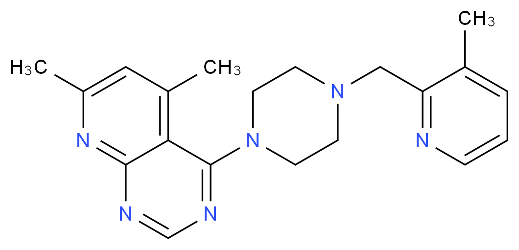 5,7-dimethyl-4-{4-[(3-methylpyridin-2-yl)methyl]piperazin-1-yl}pyrido[2,3-d]pyrimidine_分子结构_CAS_)