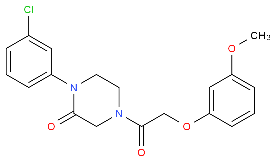 1-(3-chlorophenyl)-4-[(3-methoxyphenoxy)acetyl]-2-piperazinone_分子结构_CAS_)
