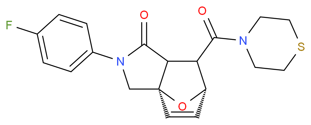 (3aR*,6S*)-2-(4-fluorophenyl)-7-(thiomorpholin-4-ylcarbonyl)-2,3,7,7a-tetrahydro-3a,6-epoxyisoindol-1(6H)-one_分子结构_CAS_)