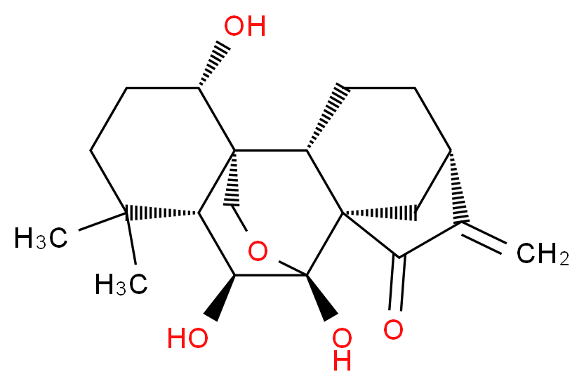 (1S,2S,5S,8S,9R,10S,11R,15S)-9,10,15-trihydroxy-12,12-dimethyl-6-methylidene-17-oxapentacyclo[7.6.2.1<sup>5</sup>,<sup>8</sup>.0<sup>1</sup>,<sup>1</sup><sup>1</sup>.0<sup>2</sup>,<sup>8</sup>]octadecan-7-one_分子结构_CAS_30220-43-0