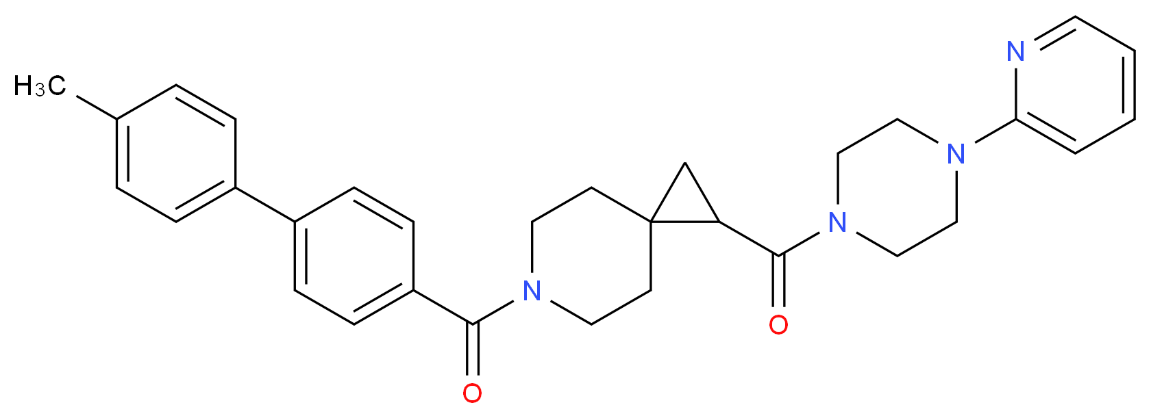 6-[(4'-methyl-4-biphenylyl)carbonyl]-1-{[4-(2-pyridinyl)-1-piperazinyl]carbonyl}-6-azaspiro[2.5]octane_分子结构_CAS_)