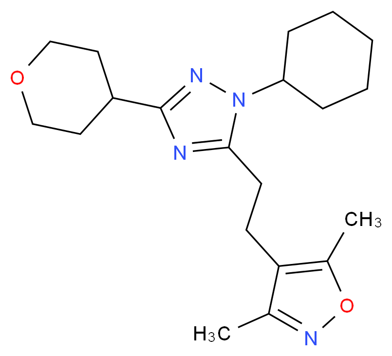 1-cyclohexyl-5-[2-(3,5-dimethylisoxazol-4-yl)ethyl]-3-(tetrahydro-2H-pyran-4-yl)-1H-1,2,4-triazole_分子结构_CAS_)
