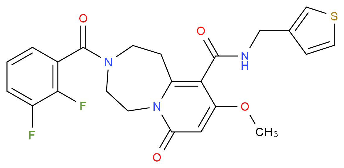 3-(2,3-difluorobenzoyl)-9-methoxy-7-oxo-N-(3-thienylmethyl)-1,2,3,4,5,7-hexahydropyrido[1,2-d][1,4]diazepine-10-carboxamide_分子结构_CAS_)
