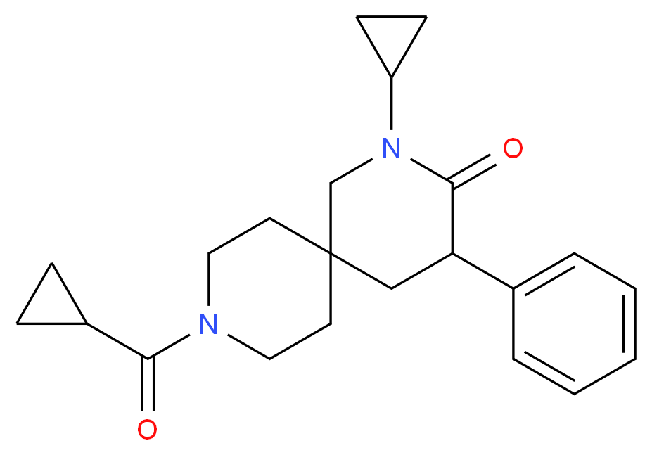 2-cyclopropyl-9-(cyclopropylcarbonyl)-4-phenyl-2,9-diazaspiro[5.5]undecan-3-one_分子结构_CAS_)