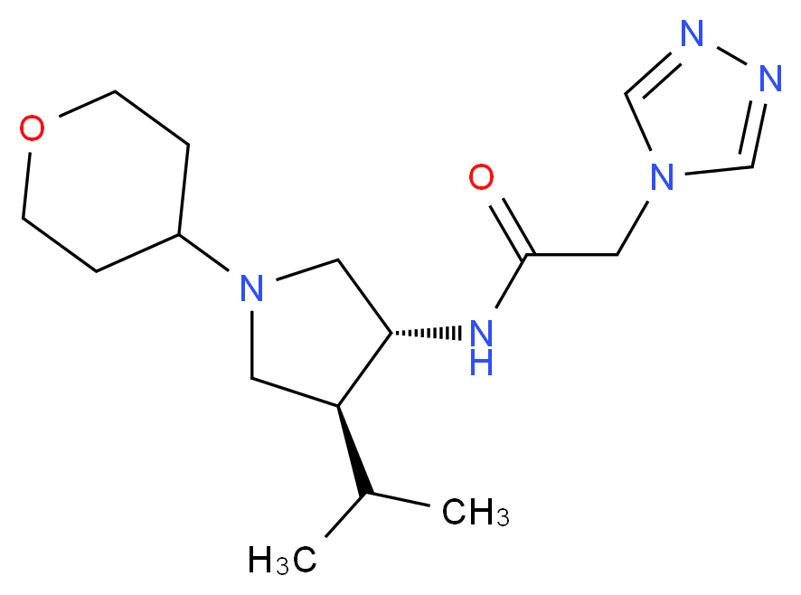 N-[(3R*,4S*)-4-isopropyl-1-(tetrahydro-2H-pyran-4-yl)-3-pyrrolidinyl]-2-(4H-1,2,4-triazol-4-yl)acetamide_分子结构_CAS_)