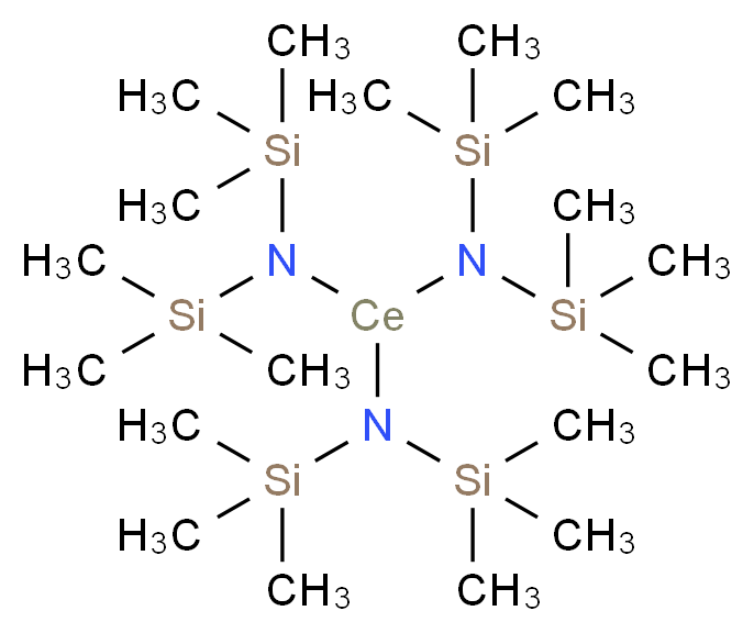 2,2,6,6-tetramethyl-N,N,3,5-tetrakis(trimethylsilyl)-3,5-diaza-2,6-disila-4-ceraheptan-4-amine_分子结构_CAS_41836-21-9
