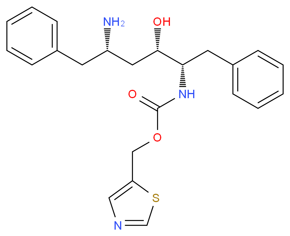 1,3-thiazol-5-ylmethyl N-[(2S,3S,5S)-5-amino-3-hydroxy-1,6-diphenylhexan-2-yl]carbamate_分子结构_CAS_144164-11-4