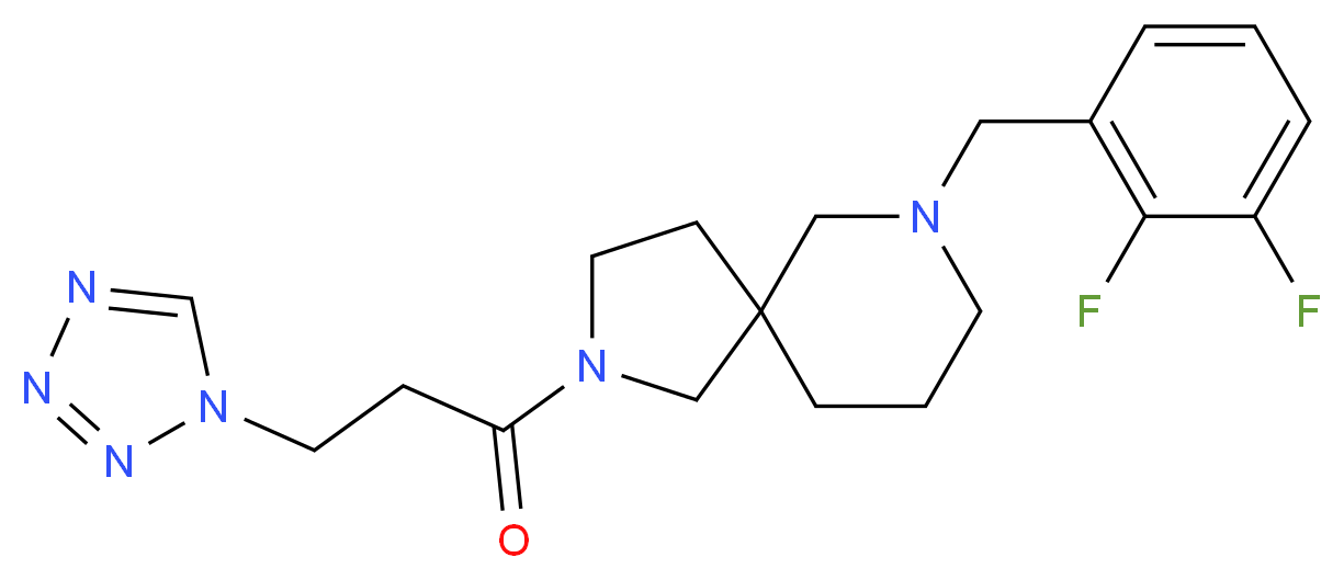7-(2,3-difluorobenzyl)-2-[3-(1H-tetrazol-1-yl)propanoyl]-2,7-diazaspiro[4.5]decane_分子结构_CAS_)