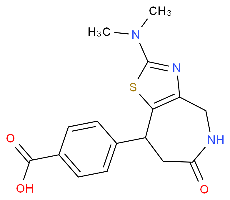 4-[2-(dimethylamino)-6-oxo-5,6,7,8-tetrahydro-4H-[1,3]thiazolo[4,5-c]azepin-8-yl]benzoic acid_分子结构_CAS_)