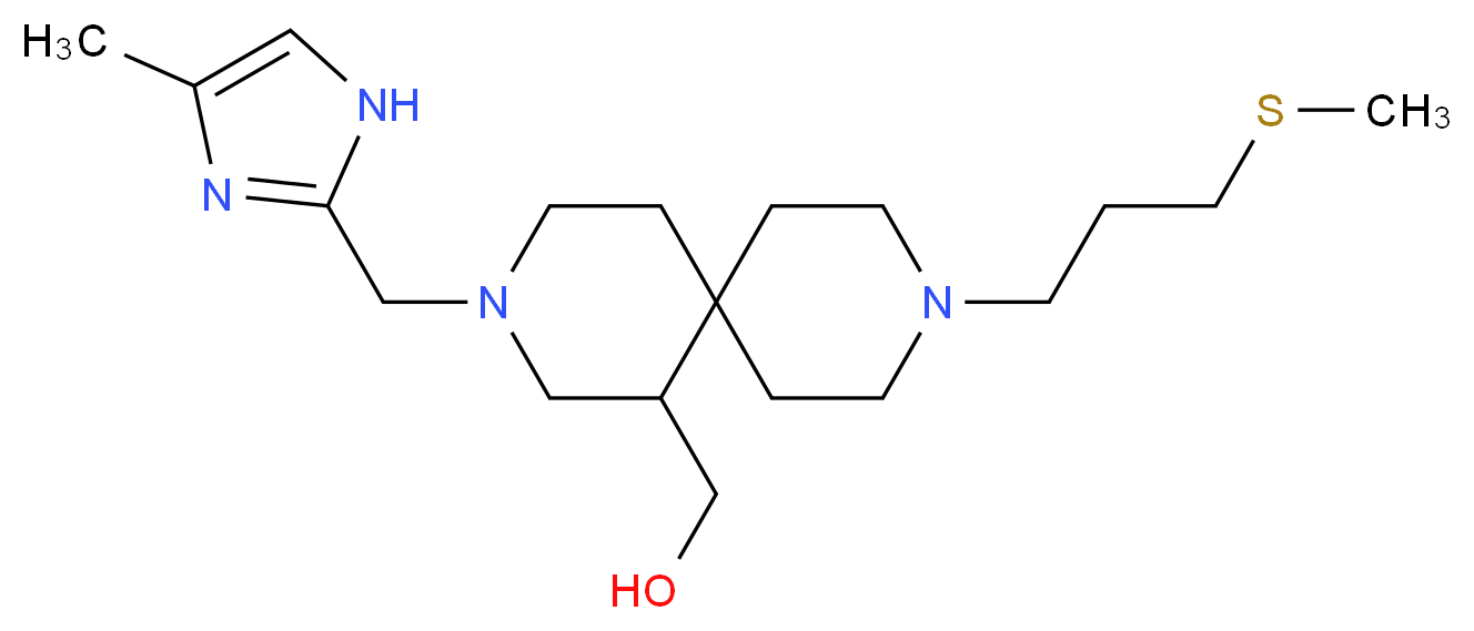 {3-[(4-methyl-1H-imidazol-2-yl)methyl]-9-[3-(methylthio)propyl]-3,9-diazaspiro[5.5]undec-1-yl}methanol_分子结构_CAS_)