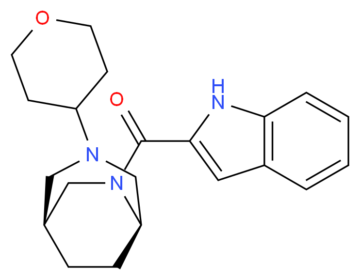 (1S*,5R*)-6-(1H-indol-2-ylcarbonyl)-3-(tetrahydro-2H-pyran-4-yl)-3,6-diazabicyclo[3.2.2]nonane_分子结构_CAS_)