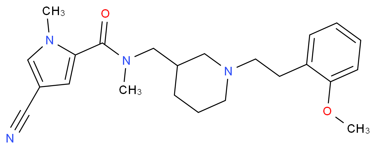 4-cyano-N-({1-[2-(2-methoxyphenyl)ethyl]piperidin-3-yl}methyl)-N,1-dimethyl-1H-pyrrole-2-carboxamide_分子结构_CAS_)