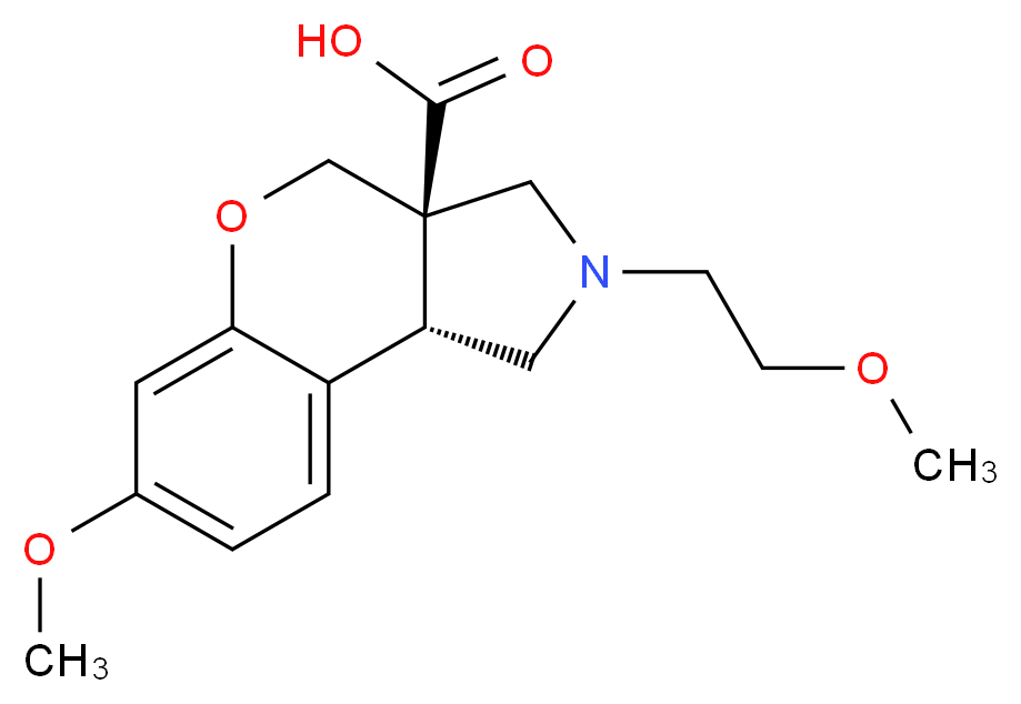 (3aR*,9bR*)-7-methoxy-2-(2-methoxyethyl)-1,2,3,9b-tetrahydrochromeno[3,4-c]pyrrole-3a(4H)-carboxylic acid_分子结构_CAS_)