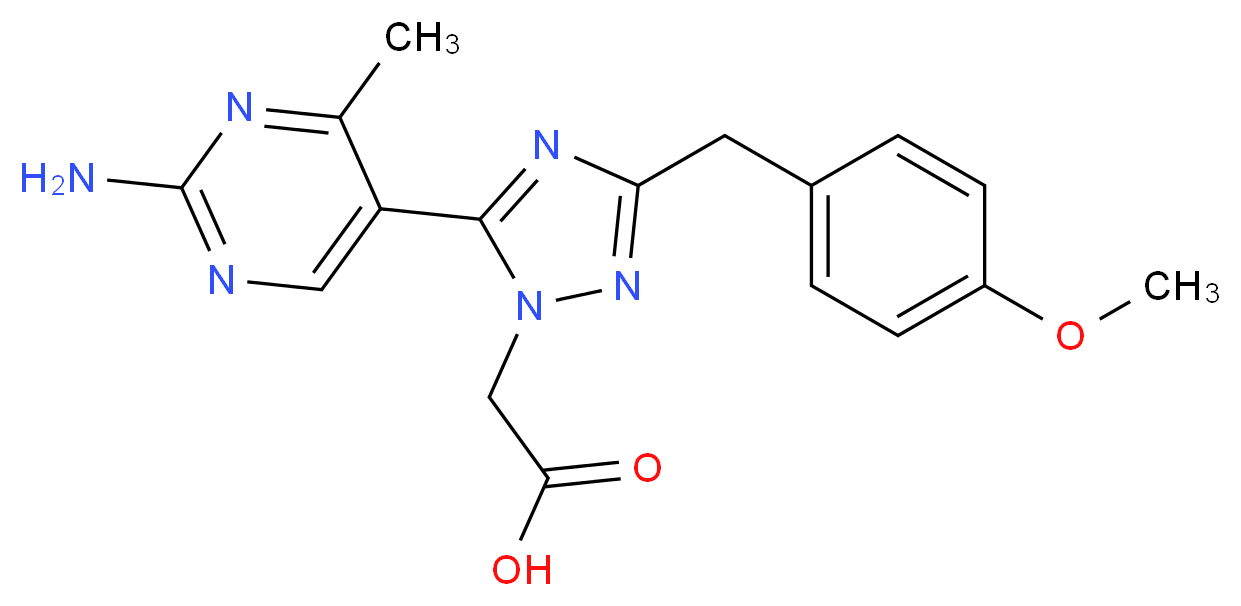 [5-(2-amino-4-methylpyrimidin-5-yl)-3-(4-methoxybenzyl)-1H-1,2,4-triazol-1-yl]acetic acid_分子结构_CAS_)