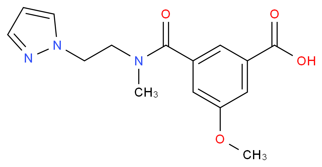 3-methoxy-5-({methyl[2-(1H-pyrazol-1-yl)ethyl]amino}carbonyl)benzoic acid_分子结构_CAS_)