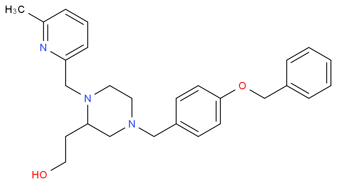 2-{4-[4-(benzyloxy)benzyl]-1-[(6-methyl-2-pyridinyl)methyl]-2-piperazinyl}ethanol_分子结构_CAS_)