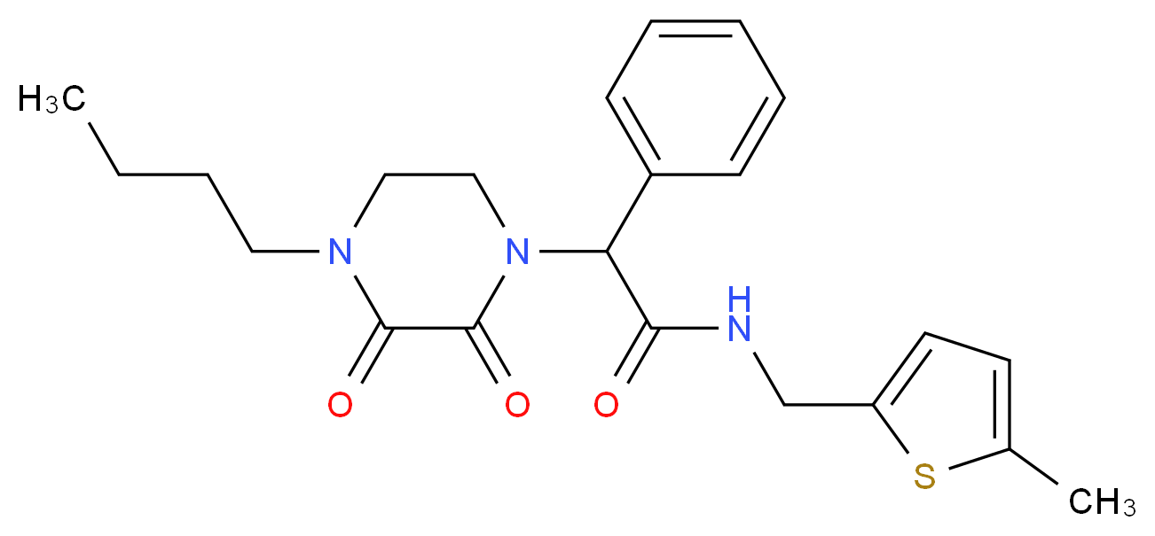 2-(4-butyl-2,3-dioxopiperazin-1-yl)-N-[(5-methyl-2-thienyl)methyl]-2-phenylacetamide_分子结构_CAS_)