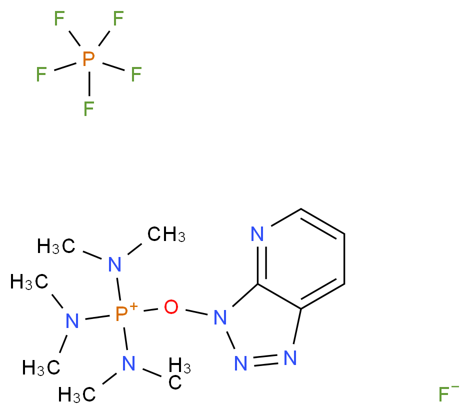 pentafluoro-λ<sup>5</sup>-phosphane tris(dimethylamino)({3H-[1,2,3]triazolo[4,5-b]pyridin-3-yloxy})phosphanium fluoride_分子结构_CAS_156311-85-2