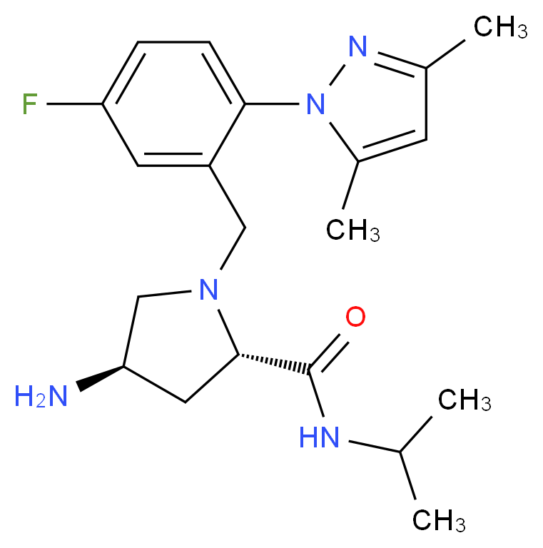 (2S,4R)-4-amino-1-[2-(3,5-dimethyl-1H-pyrazol-1-yl)-5-fluorobenzyl]-N-isopropylpyrrolidine-2-carboxamide_分子结构_CAS_)