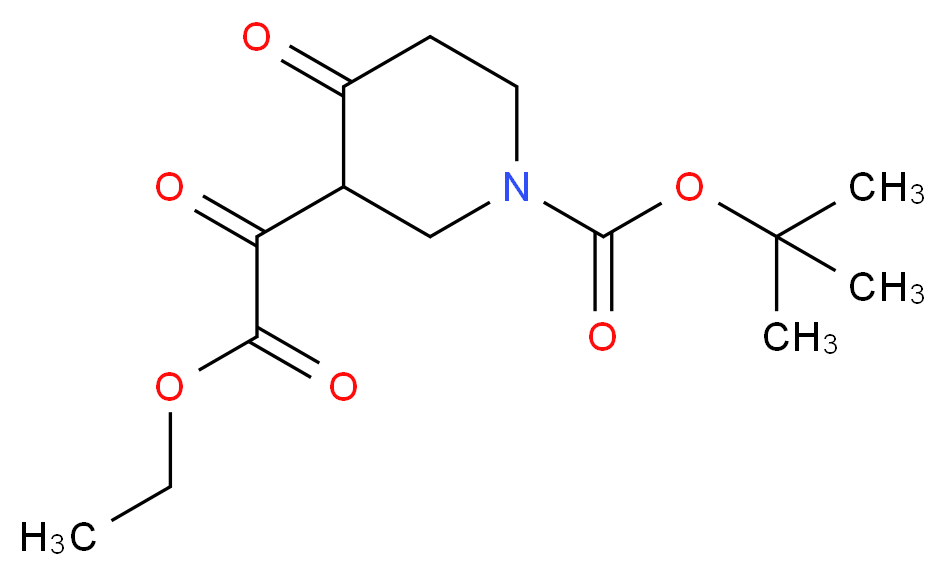 tert-butyl 3-(2-ethoxy-2-oxoacetyl)-4-oxopiperidine-1-carboxylate_分子结构_CAS_518974-65-7)