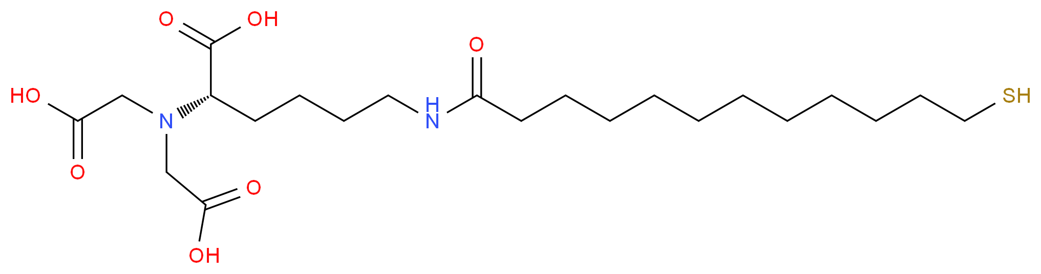 (2S)-2-[bis(carboxymethyl)amino]-6-(12-sulfanyldodecanamido)hexanoic acid_分子结构_CAS_681239-95-2