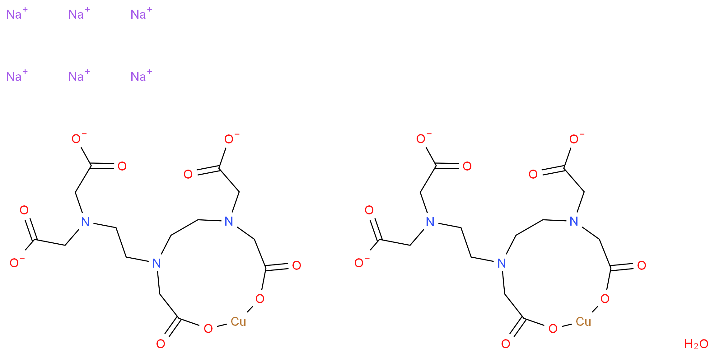 二乙三胺五乙酸 铜(II) 三钠盐 半水合物_分子结构_CAS_12189-76-3)