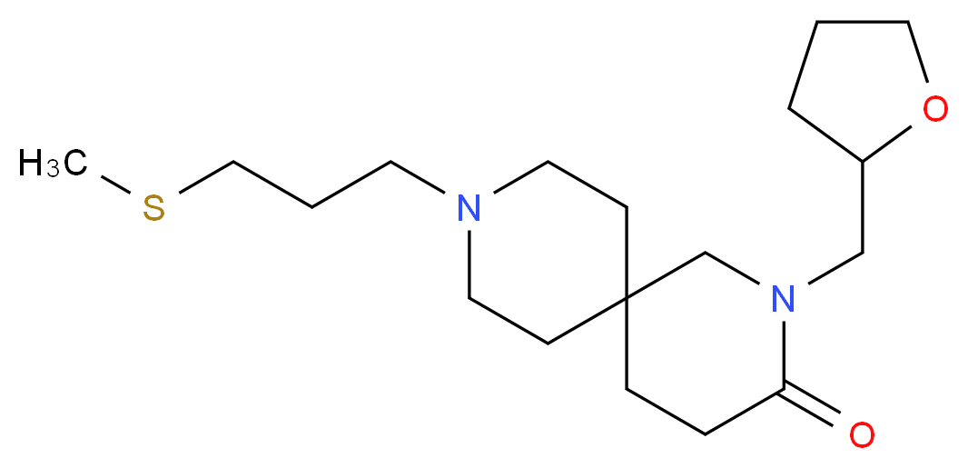 9-[3-(methylthio)propyl]-2-(tetrahydro-2-furanylmethyl)-2,9-diazaspiro[5.5]undecan-3-one_分子结构_CAS_)