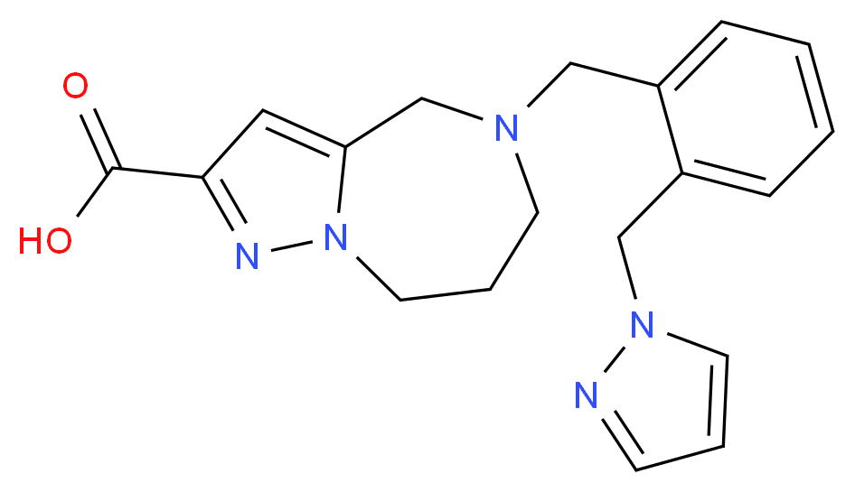 5-[2-(1H-pyrazol-1-ylmethyl)benzyl]-5,6,7,8-tetrahydro-4H-pyrazolo[1,5-a][1,4]diazepine-2-carboxylic acid_分子结构_CAS_)