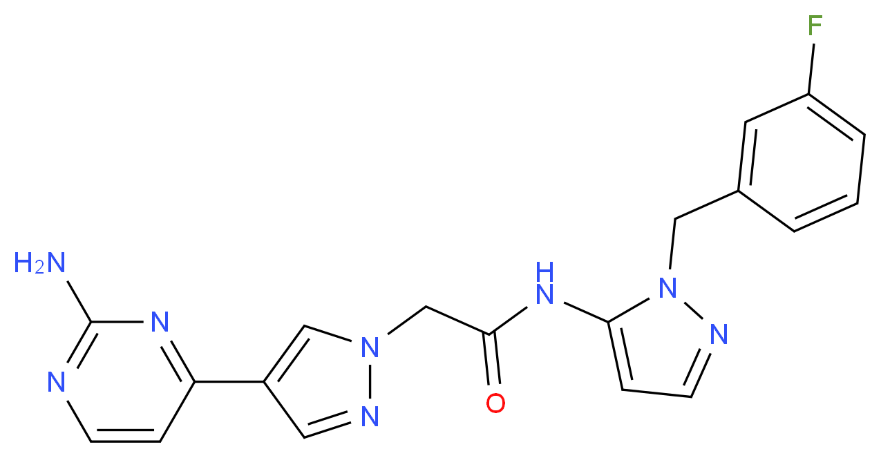 2-[4-(2-aminopyrimidin-4-yl)-1H-pyrazol-1-yl]-N-[1-(3-fluorobenzyl)-1H-pyrazol-5-yl]acetamide_分子结构_CAS_)
