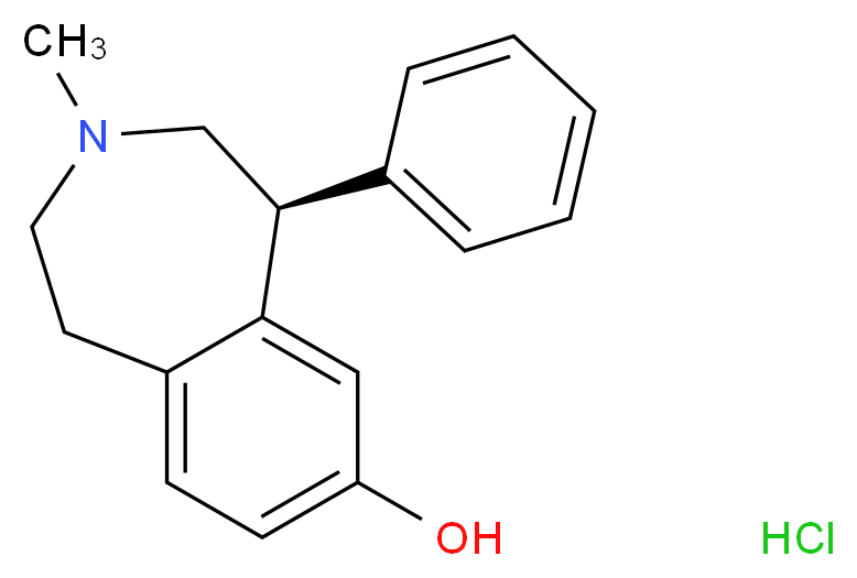 (5S)-3-methyl-5-phenyl-2,3,4,5-tetrahydro-1H-3-benzazepin-7-ol hydrochloride_分子结构_CAS_109010-52-8