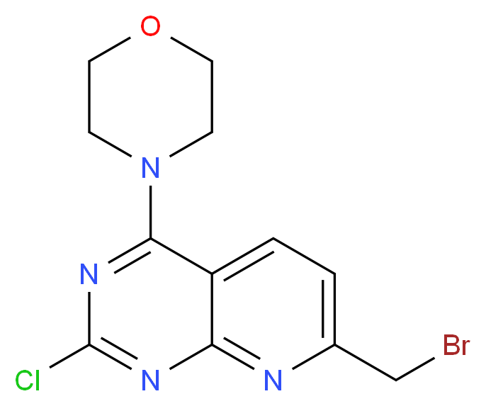 4-[7-(bromomethyl)-2-chloropyrido[2,3-d]pyrimidin-4-yl]morpholine_分子结构_CAS_1227958-17-9