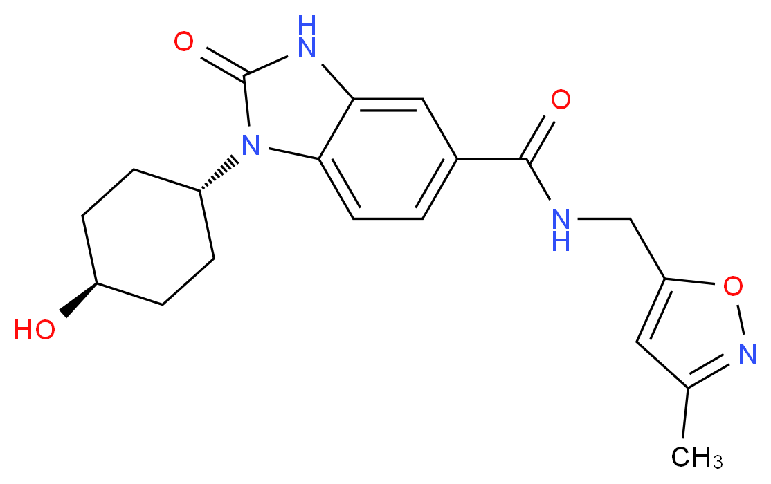 1-(trans-4-hydroxycyclohexyl)-N-[(3-methylisoxazol-5-yl)methyl]-2-oxo-2,3-dihydro-1H-benzimidazole-5-carboxamide_分子结构_CAS_)