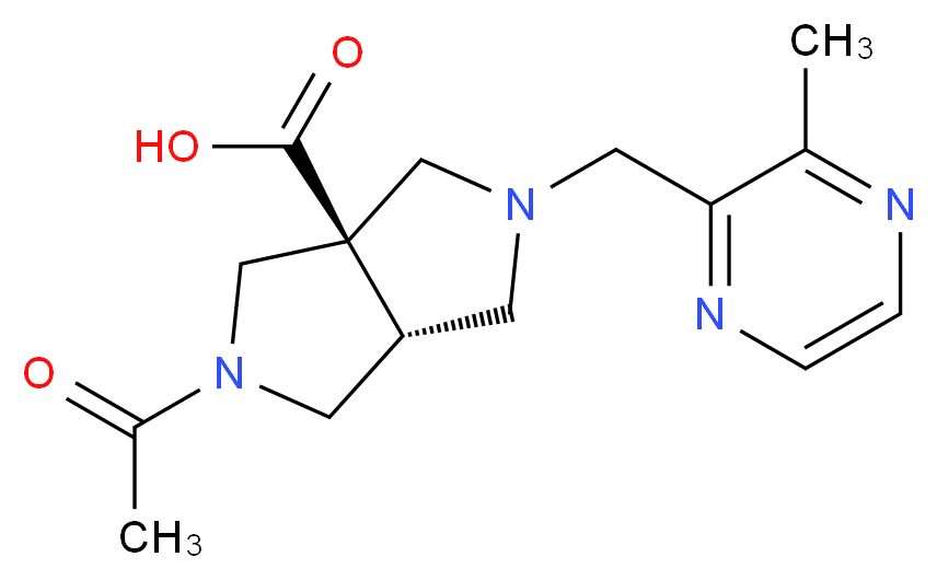 (3aR*,6aR*)-2-acetyl-5-[(3-methylpyrazin-2-yl)methyl]hexahydropyrrolo[3,4-c]pyrrole-3a(1H)-carboxylic acid_分子结构_CAS_)